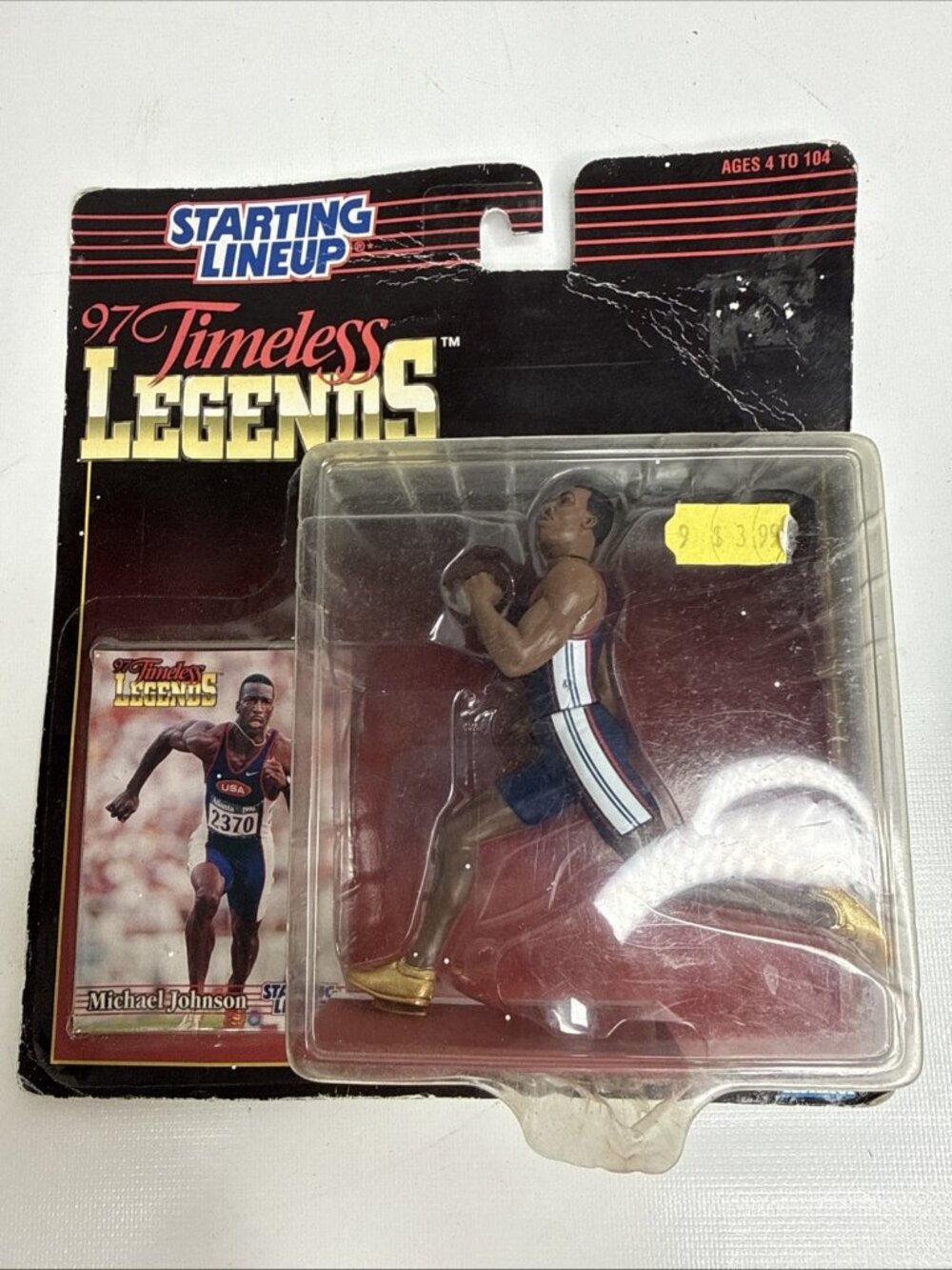 1997 MICHAEL JOHNSON LEGENDS STARTING LINEUP SLU OLYMPIC TRACK FIGURE GOLD SHOES